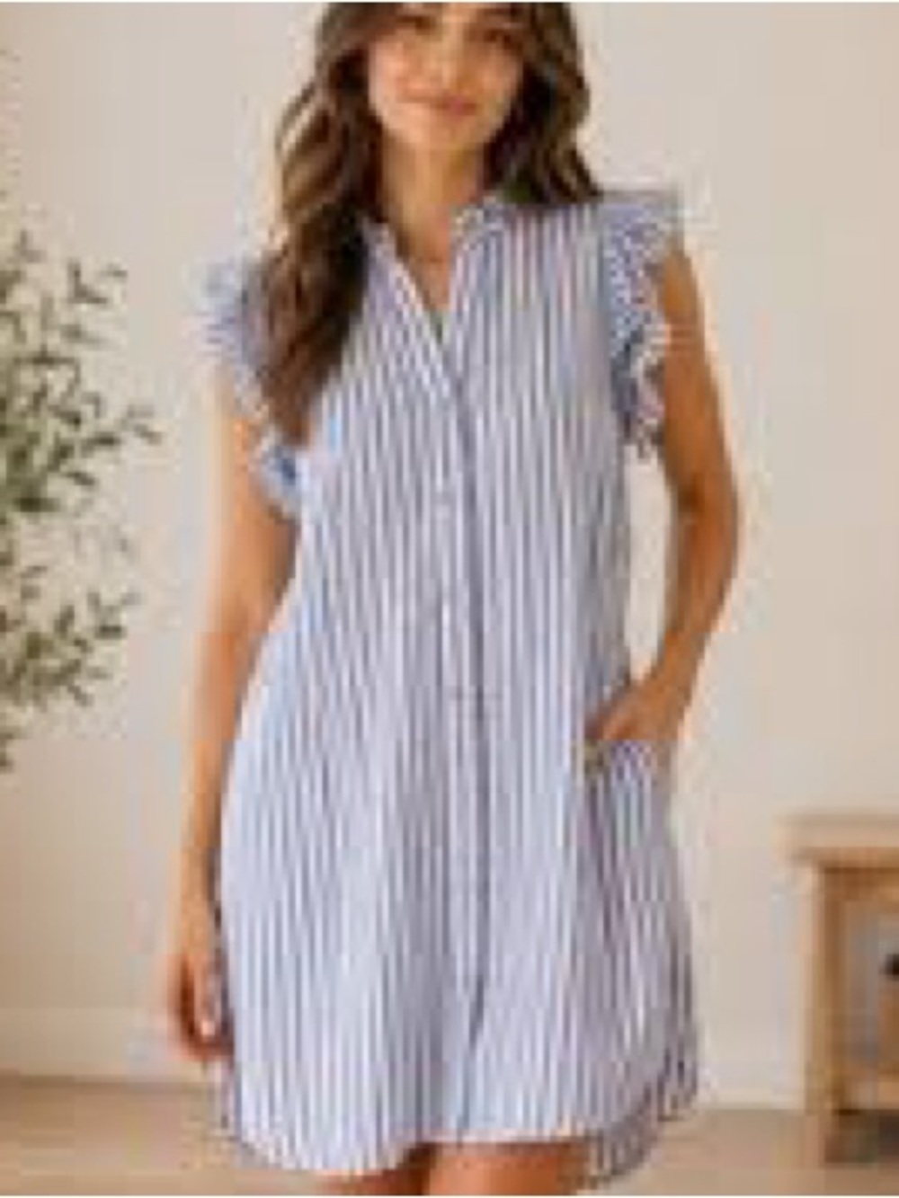 Maeve Blue/White Striped Sleeveless Long Tunic or Dress